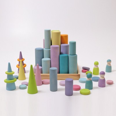 Set cu cilindri pentru constructiile copiilor, pastel