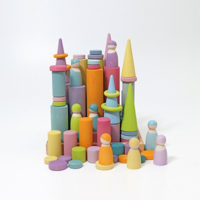 Set cu cilindri pentru constructiile copiilor, pastel