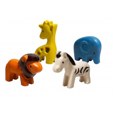 Set cu 4 figurine din lemn, Animale salbatice