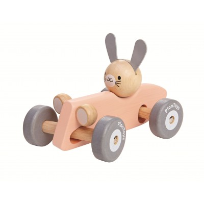 Masina de curse cu iepuras, culoare pastel - Plan Toys