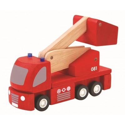 Masinuta din lemn, Camion rosu de pompieri, Plan Toys