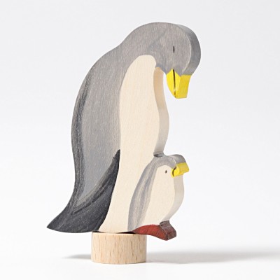 Pinguin cu puiut - figurina decorativa
